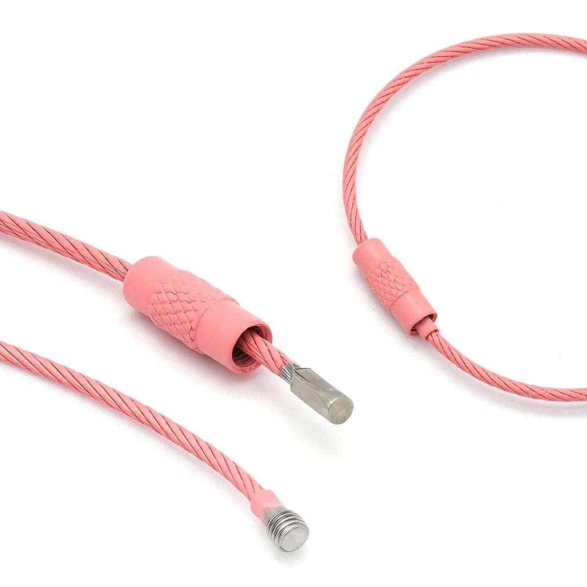 Stainless Steel Wire Keychain Ring Loop, 5/10 Pieces-Rose Red / 10pcs