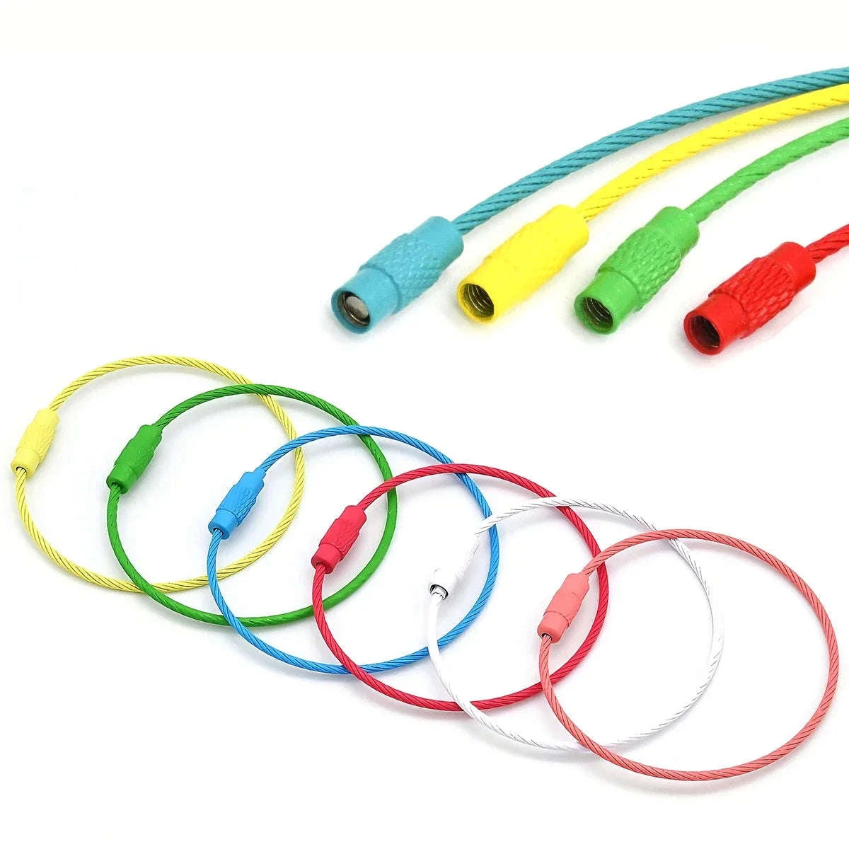 Stainless Steel Wire Keychain Ring Loop, 5/10 Pieces-Rose Red / 10pcs