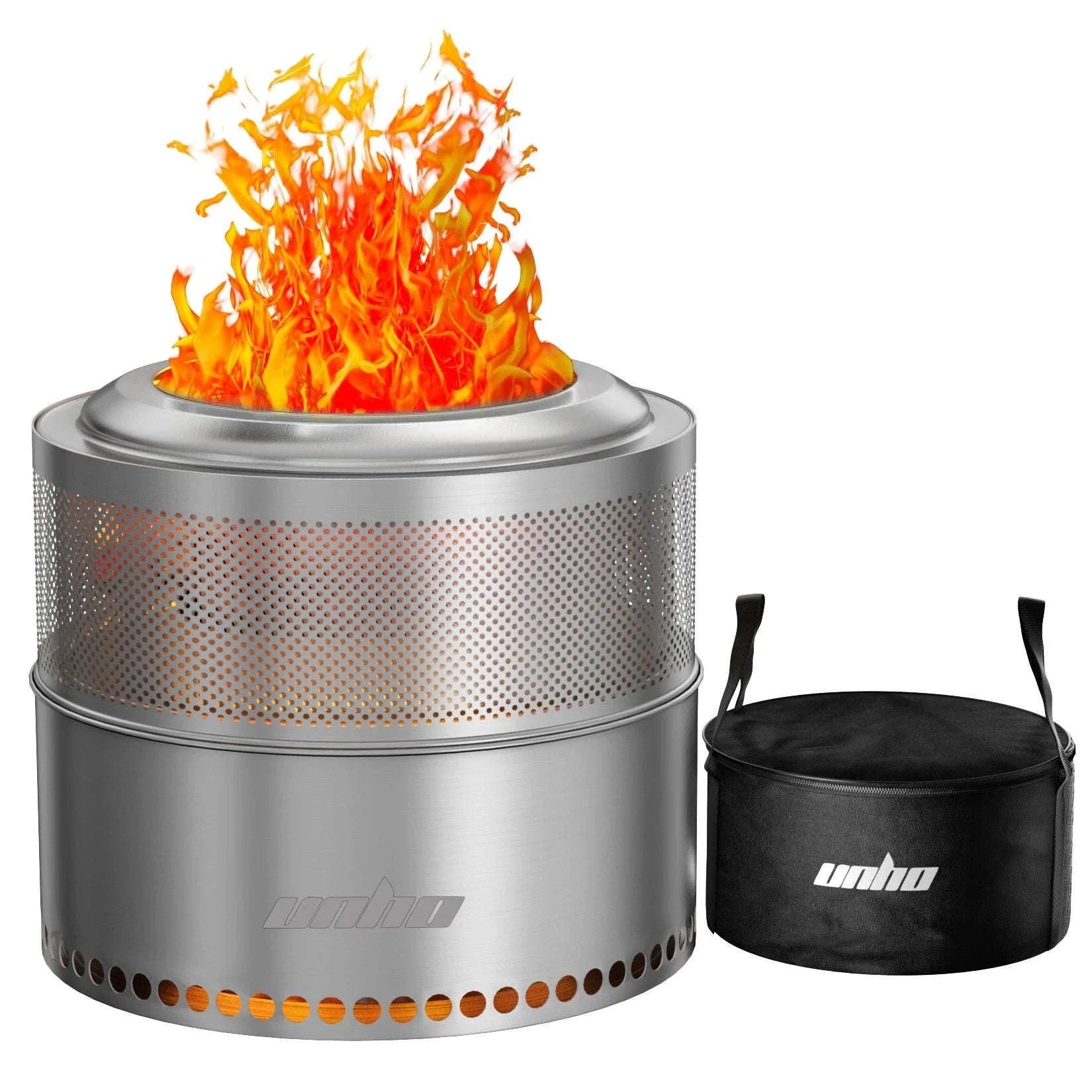Stainless Steel Wood Burning Fire Pit with Carry Bag-50x41.5cm / United States