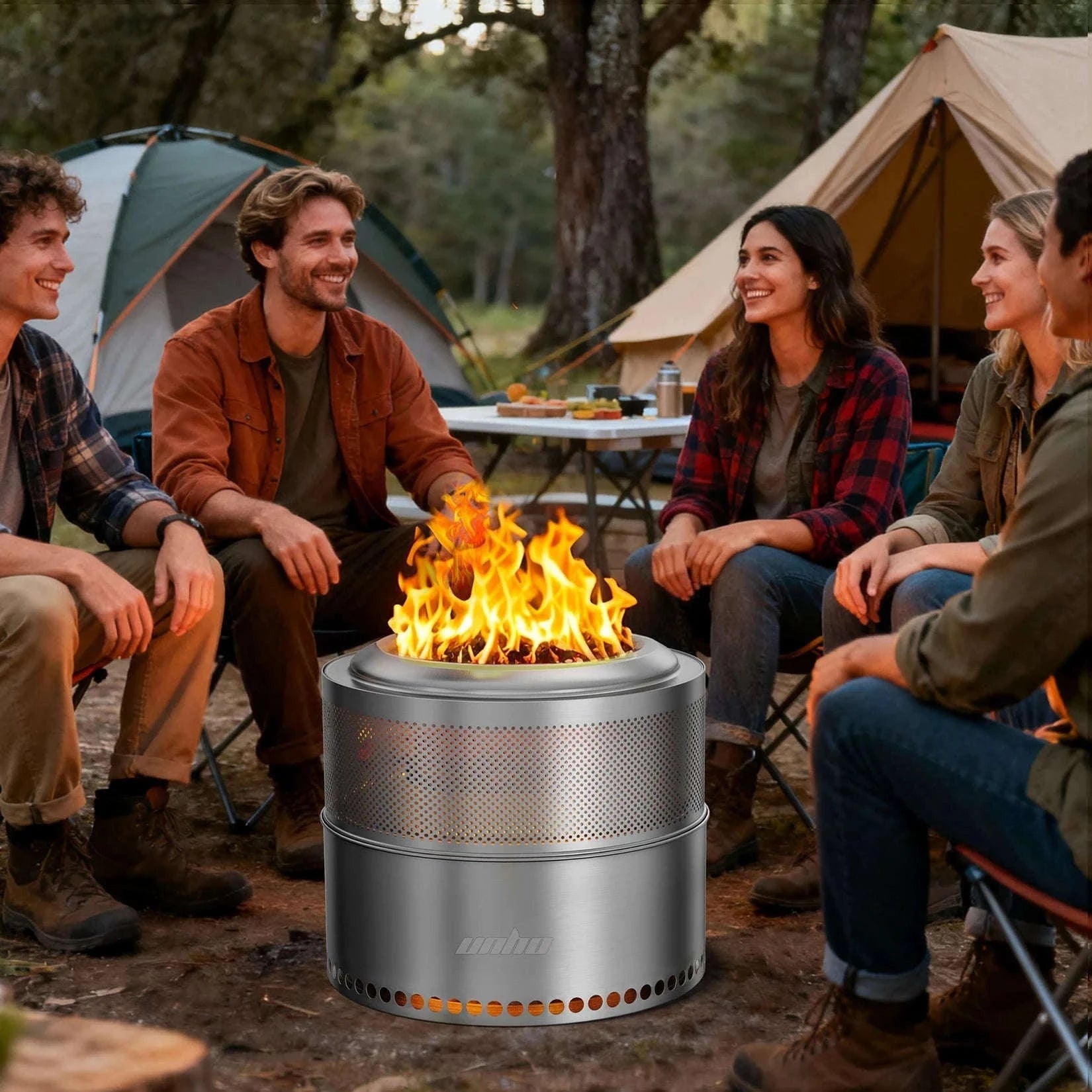 Stainless Steel Wood Burning Fire Pit with Carry Bag-50x41.5cm / United States