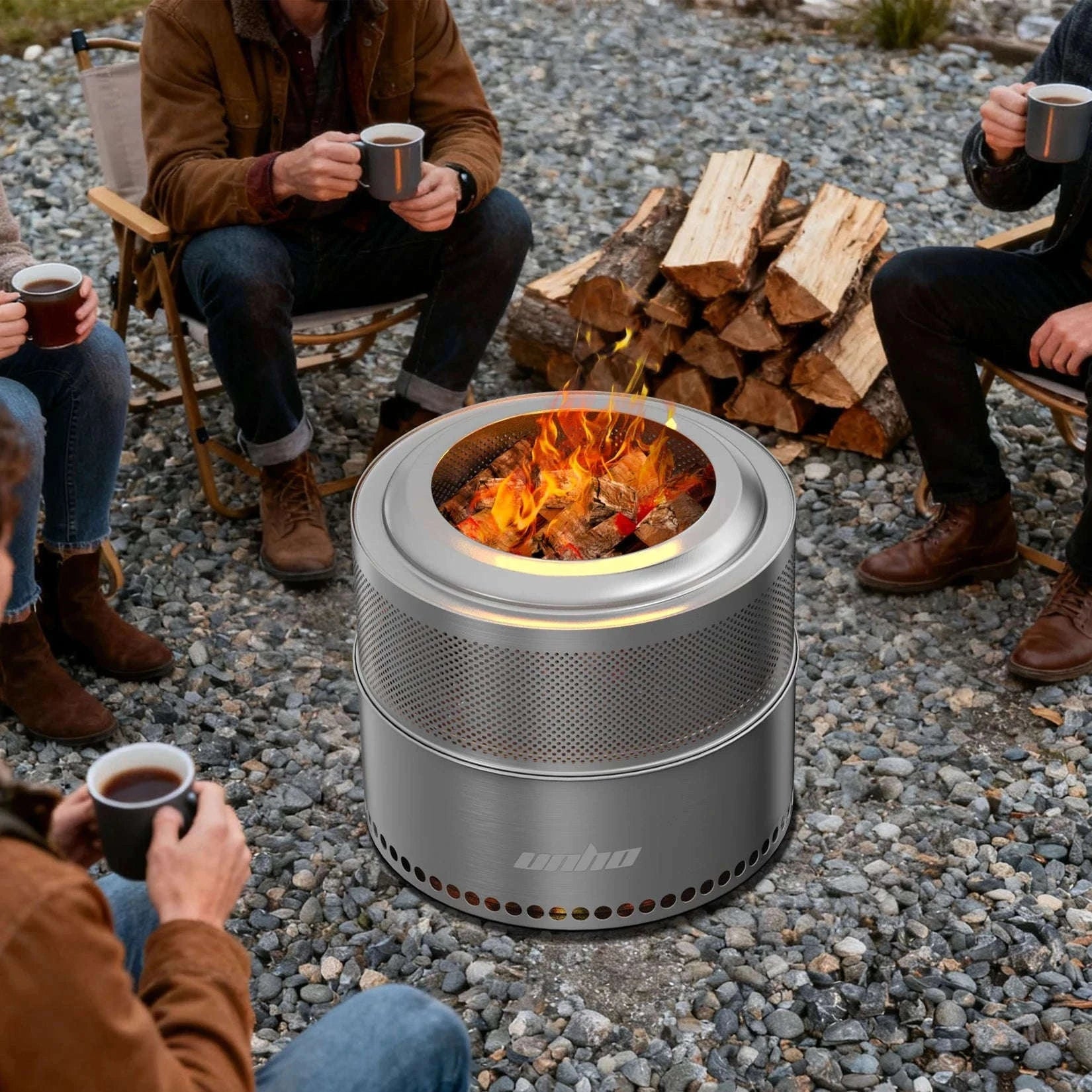 Stainless Steel Wood Burning Fire Pit with Carry Bag-50x41.5cm / United States