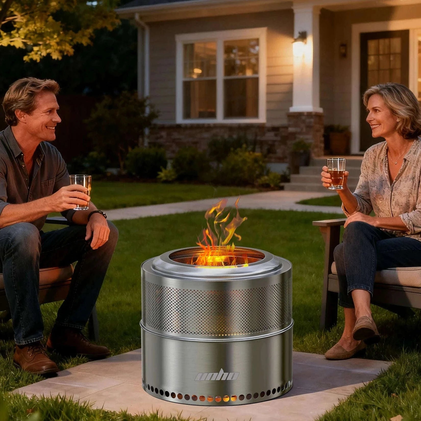 Stainless Steel Wood Burning Fire Pit with Carry Bag-50x41.5cm / United States