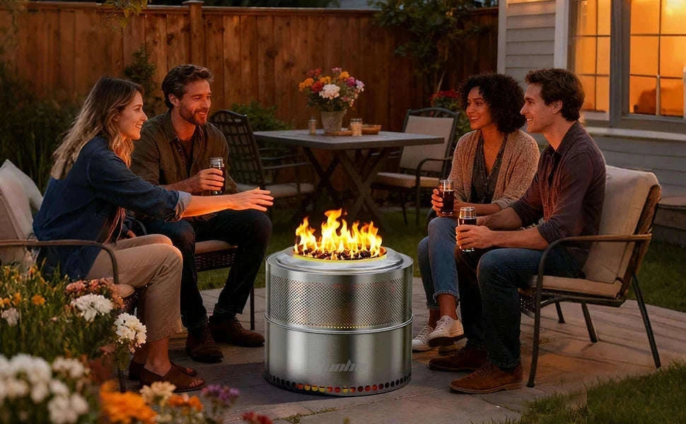 Stainless Steel Wood Burning Fire Pit with Carry Bag-50x41.5cm / United States