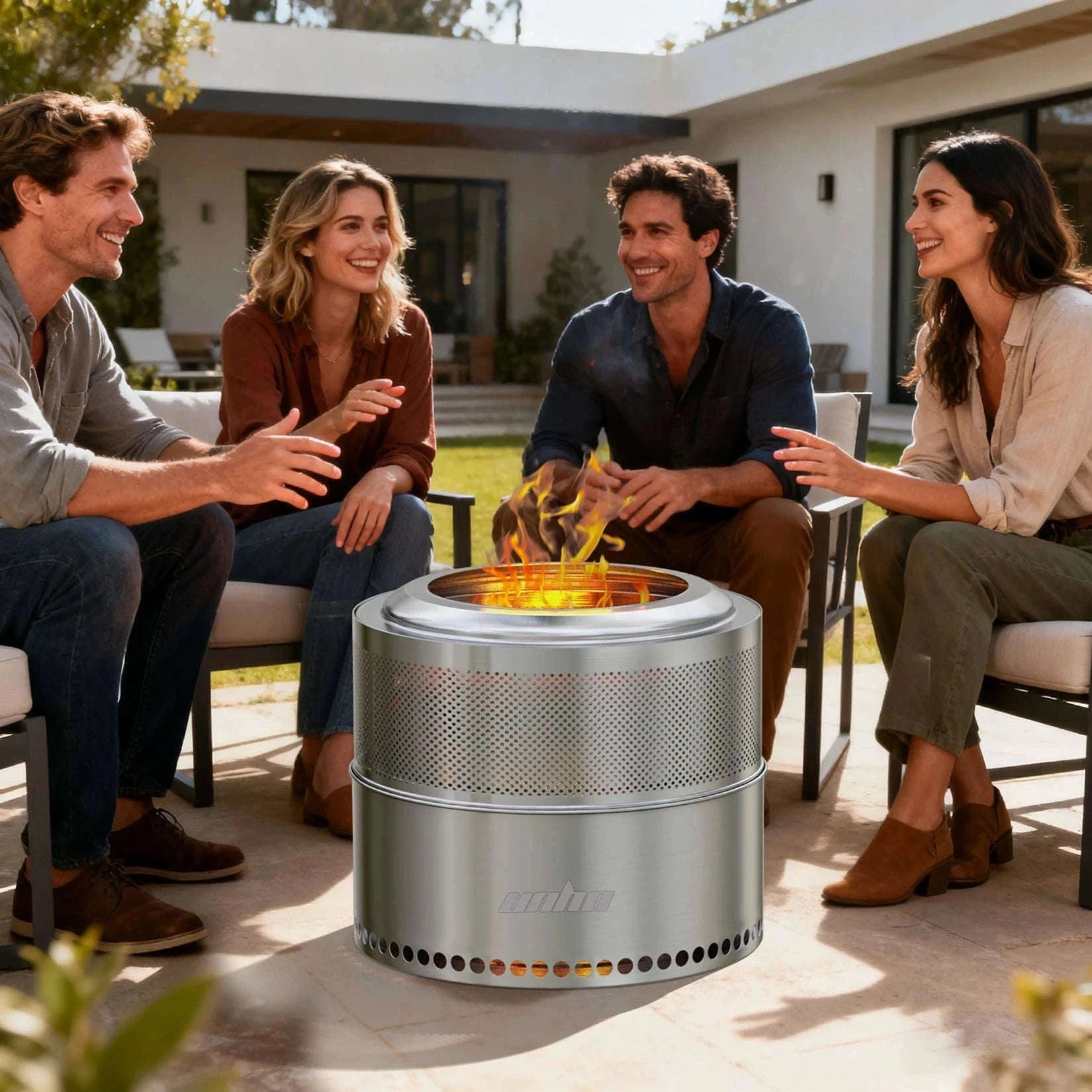 Stainless Steel Wood Burning Fire Pit with Carry Bag-50x41.5cm / United States