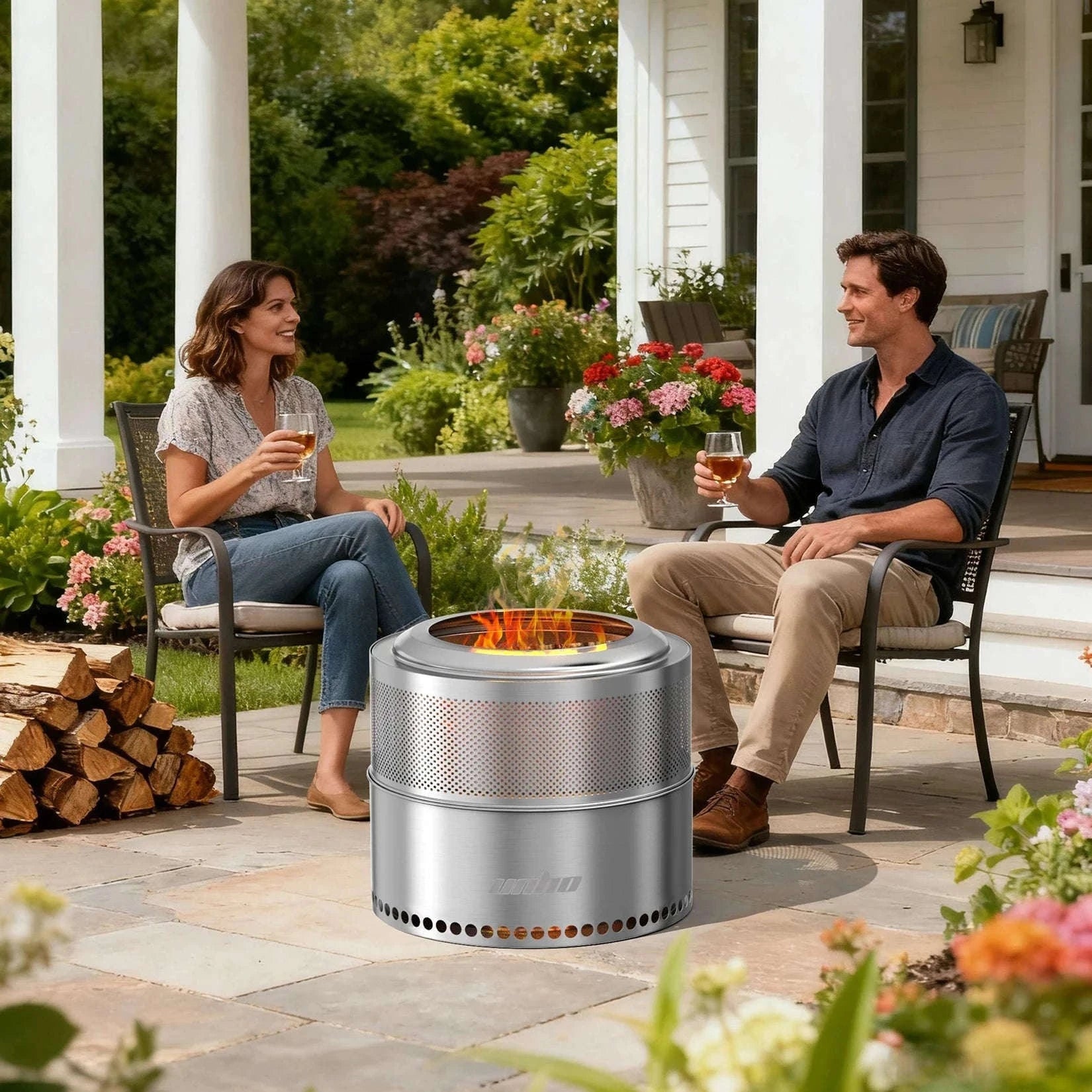 Stainless Steel Wood Burning Fire Pit with Carry Bag-50x41.5cm / United States