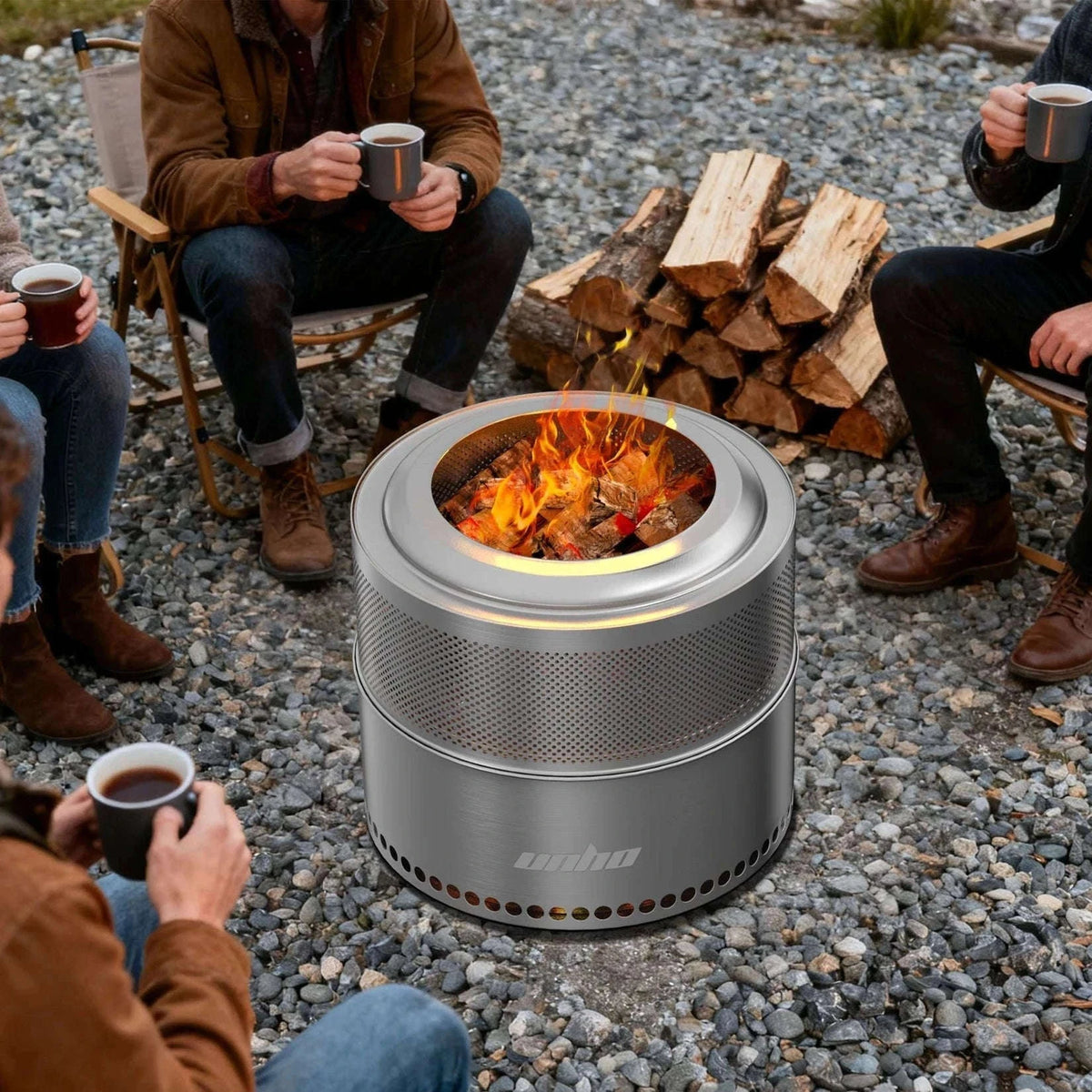 Stainless Steel Wood Burning Fire Pit with Carry Bag-50x41.5cm / United States