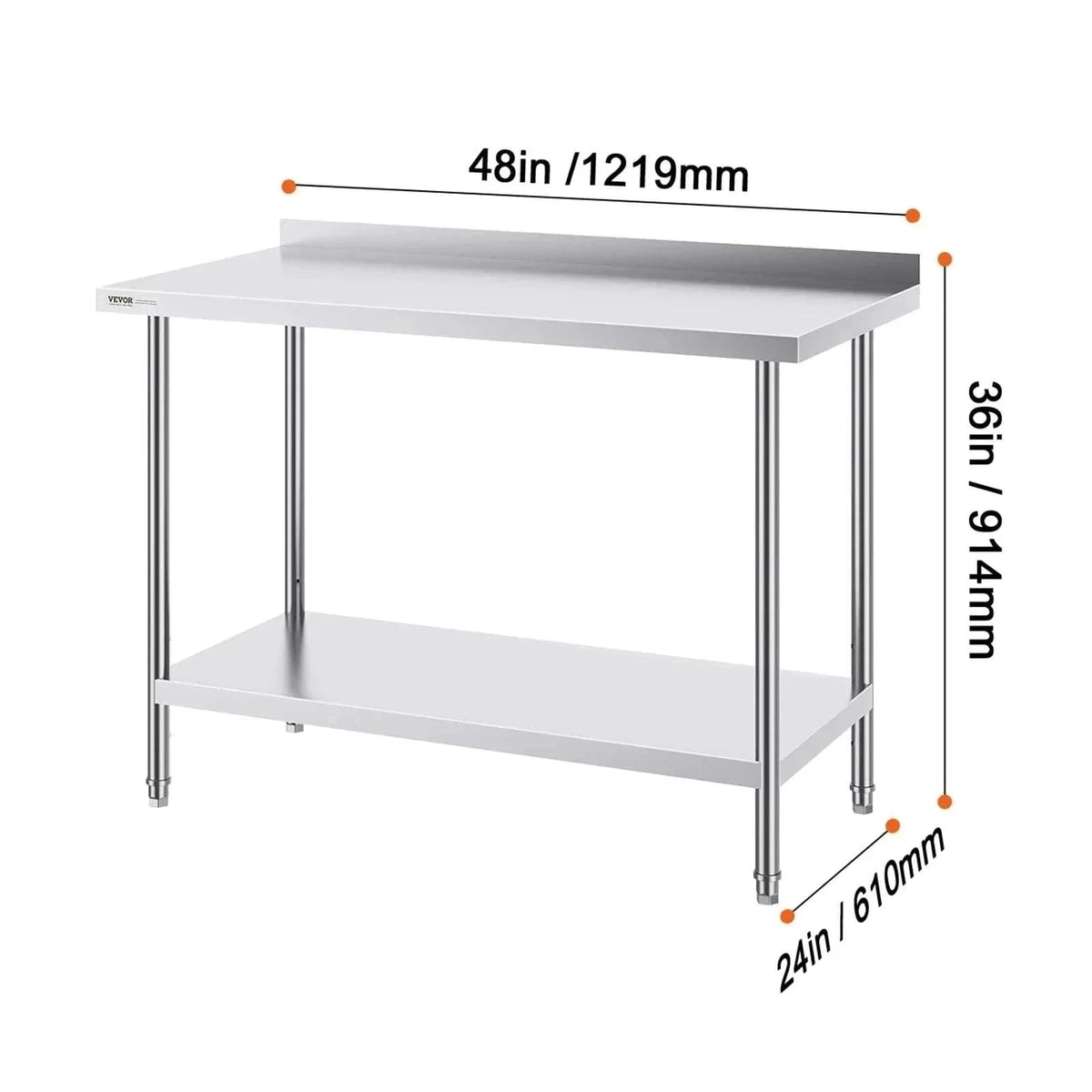 Stainless Steel Work Table 24x36 Adjustable Shelf Food Prep Station-24x36 in / United States