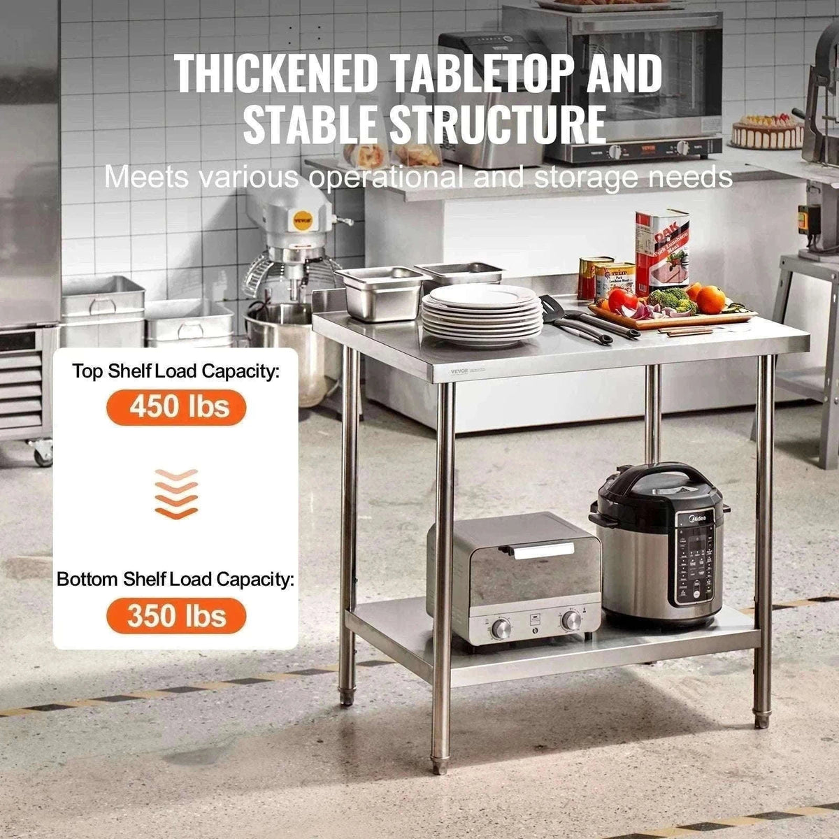 Stainless Steel Work Table 24x36 Adjustable Shelf Food Prep Station-24x36 in / United States