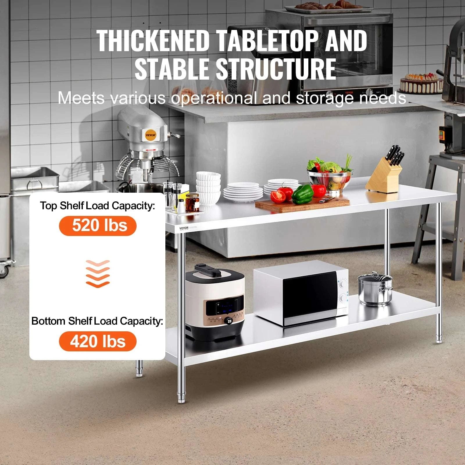 Stainless Steel Work Table 24x72 Inch Heavy-Duty Prep Station-24x72in / spain