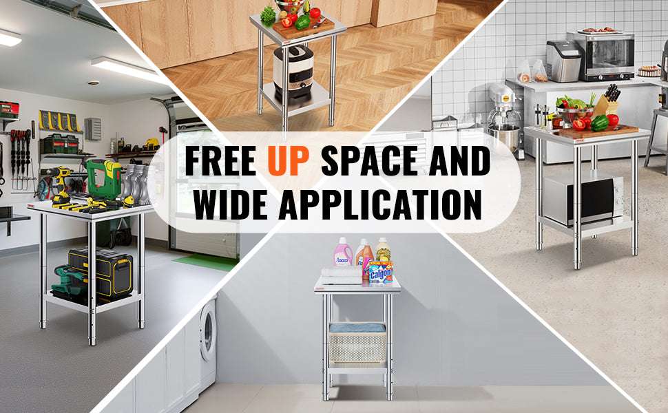 Stainless Steel Work Table with Adjustable Shelf Heavy Duty Prep Station-60X90X80cm / United States