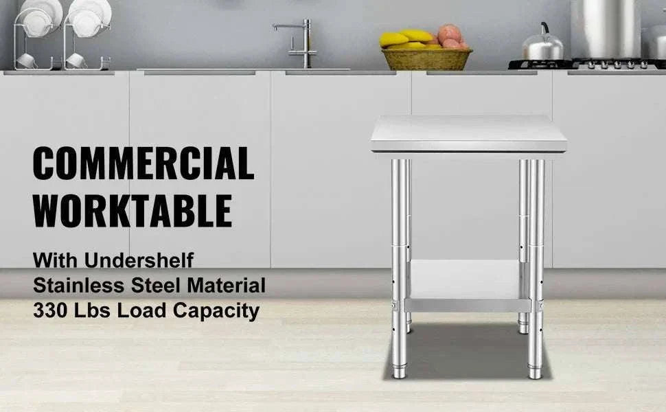 Stainless Steel Work Table with Adjustable Shelf Heavy Duty Prep Station-60X90X80cm / United States