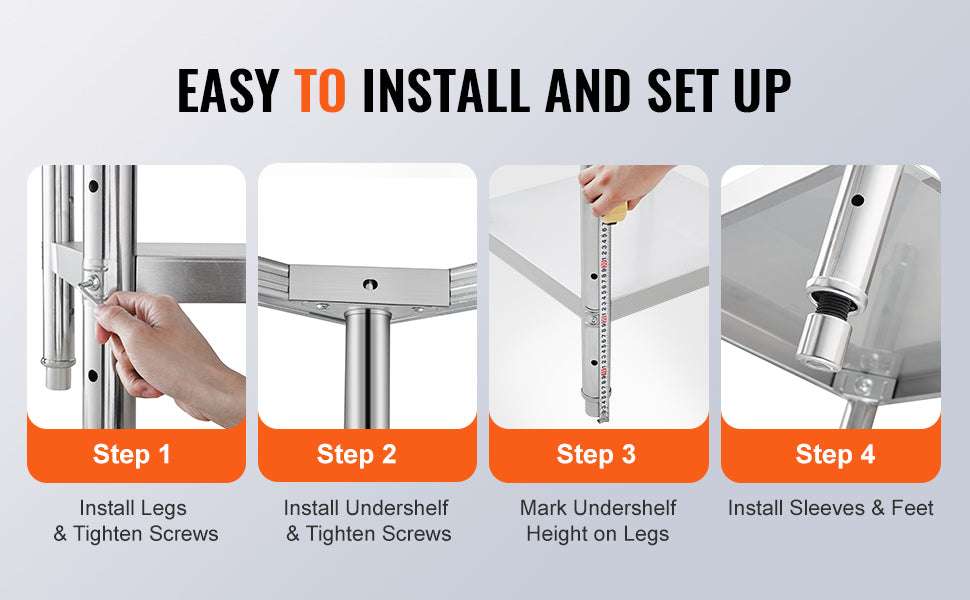 Stainless Steel Work Table with Adjustable Shelf Heavy Duty Prep Station-60X90X80cm / United States