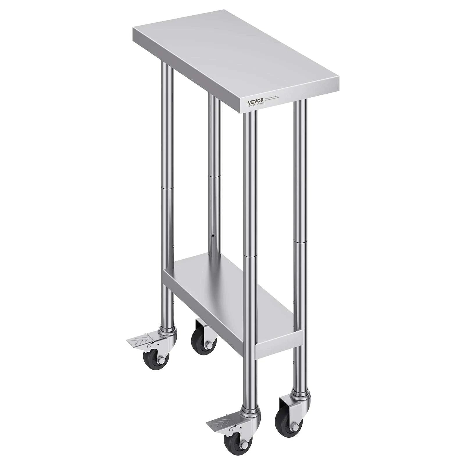 Stainless Steel Work Table with Wheels, Adjustable Shelf, 500 lb Capacity-24x36inch / United States