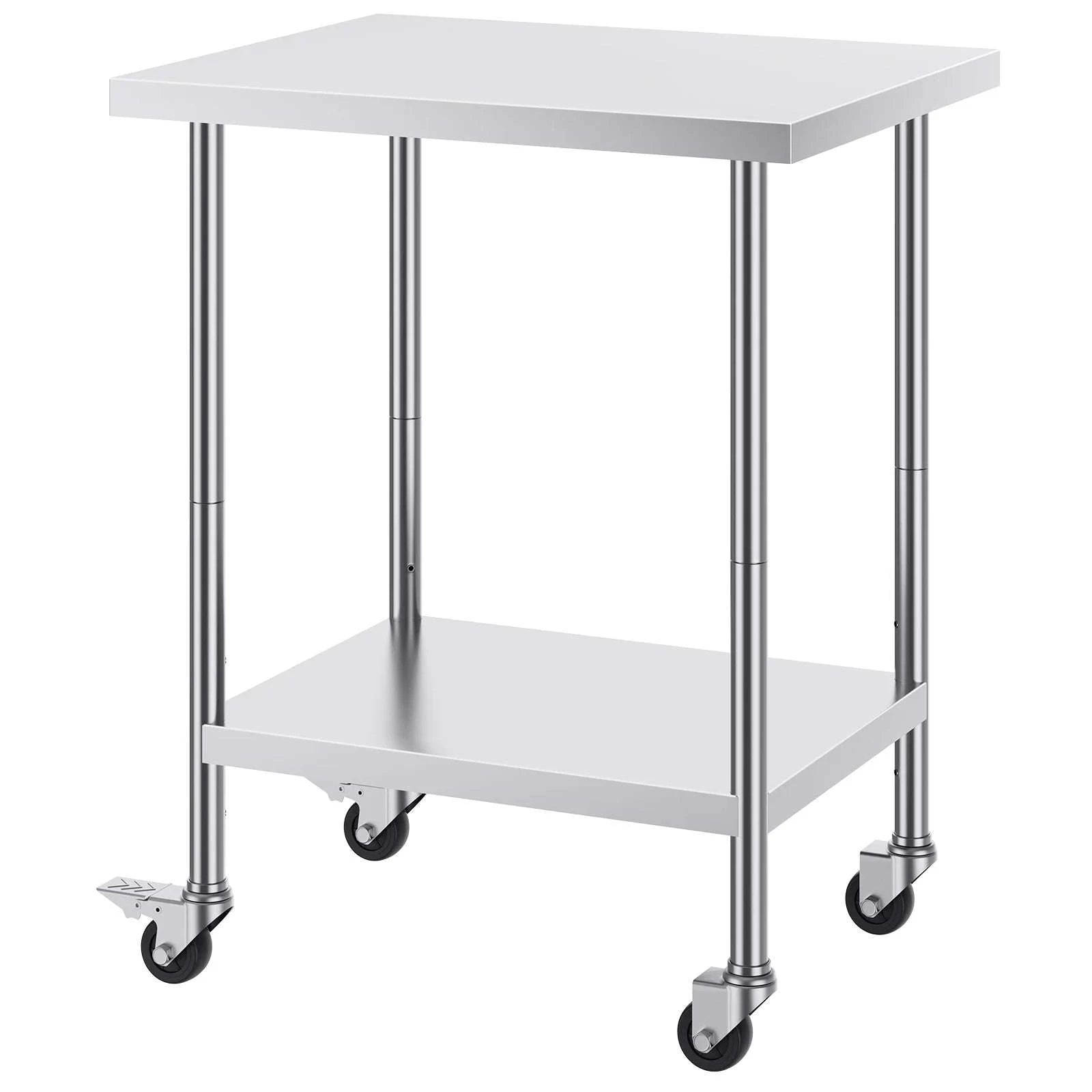 Stainless Steel Work Table with Wheels & Adjustable Shelves-30x12inch / spain