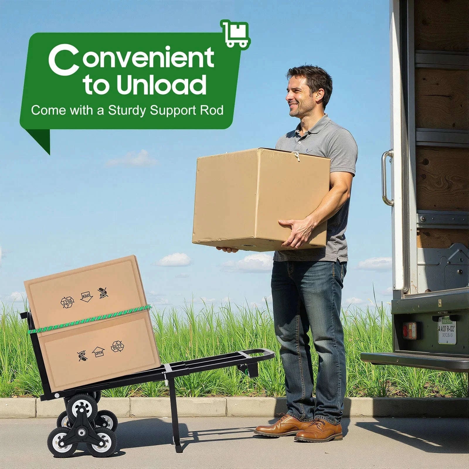 Stair Climbing Cart 460 lbs Folding Trolley with 6 Wheels-United States