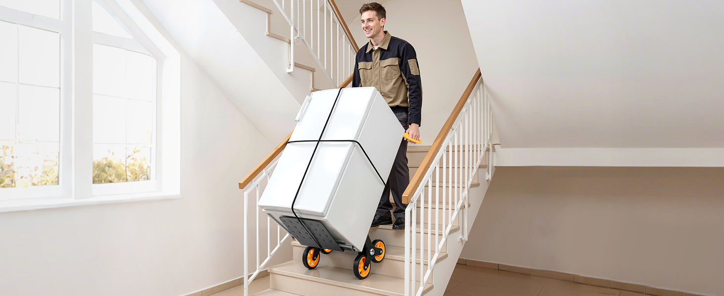 Hopfällbar trappklättrande handvagn med kapacitet 440–770 lbs