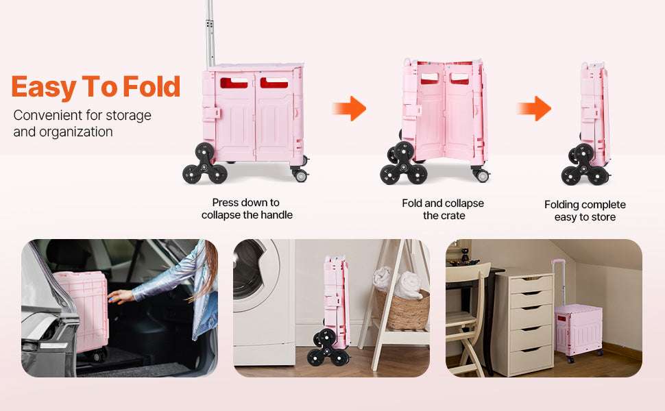Stair Climbing Foldable Cart with Wheels, 150lbs Capacity Utility Dolly-150 lbs / United States