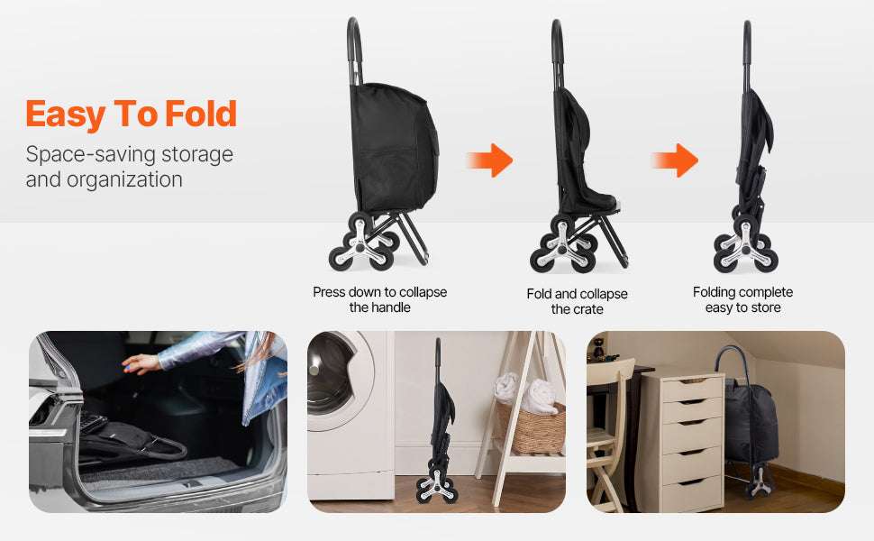 Stair Climbing Folding Grocery Cart 36L 110lbs Heavy Duty Trolley-36L / CZECH REPUBLIC
