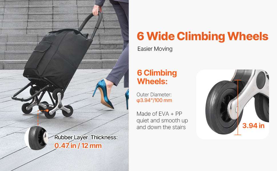 Stair Climbing Folding Grocery Cart 36L 110lbs Heavy Duty Trolley-36L / CZECH REPUBLIC