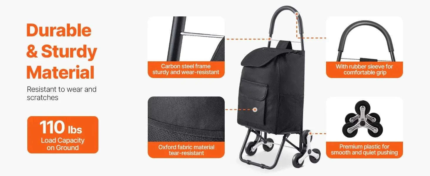 Stair Climbing Folding Grocery Cart 36L 110lbs Heavy Duty Trolley-36L / CZECH REPUBLIC