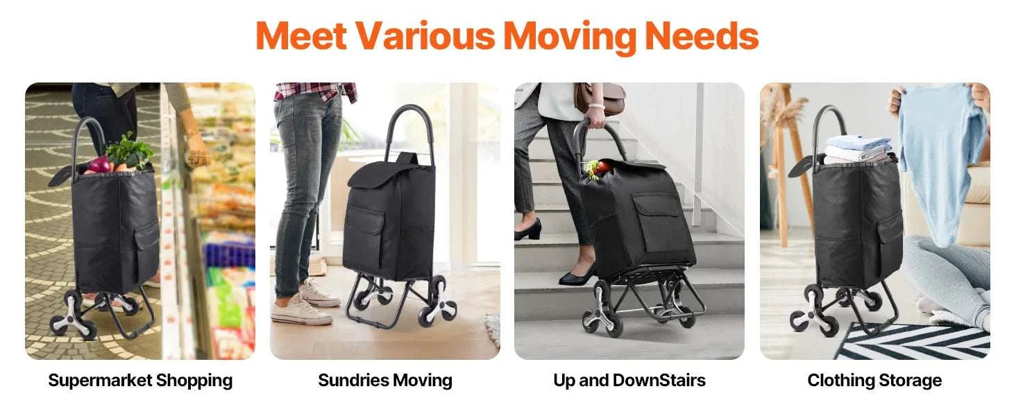Stair Climbing Folding Grocery Cart 36L 110lbs Heavy Duty Trolley-36L / CZECH REPUBLIC
