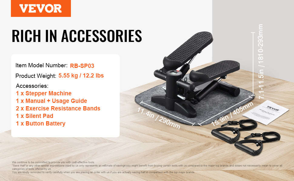Stair Stepper for Home Exercise with Resistance Bands and LCD Monitor-TypeA / United States
