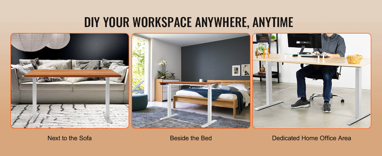 Cadre de bureau debout SucceBuy électrique, tréteaux de bureau ergonomique ajustable pour ordinateur, base de poste de travail DIY pour maison/bureau, noir et blanc