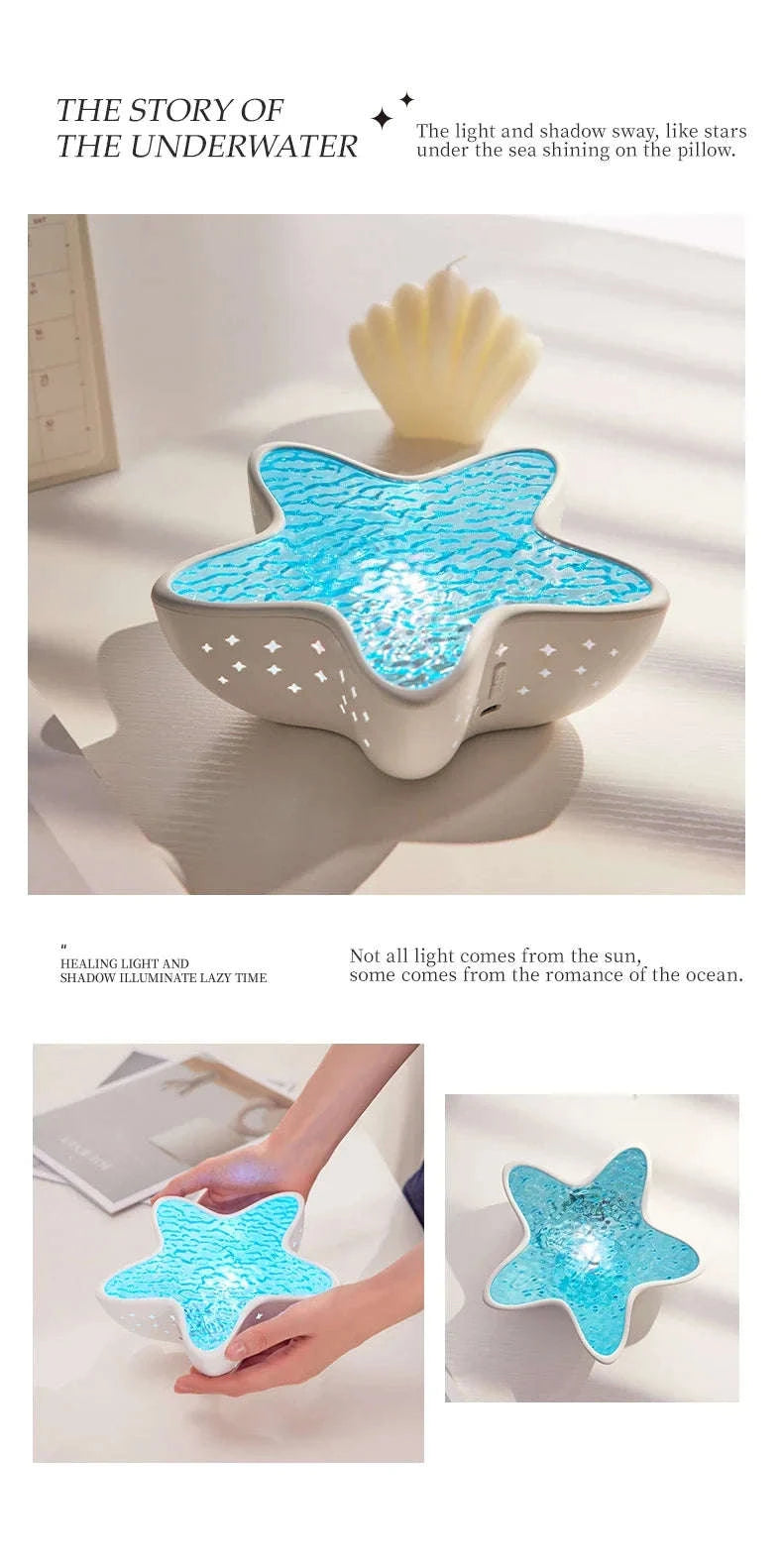 Starfish LED Night Light Rechargeable Ocean Wave Projector-Starfish Lamp / China Mainland