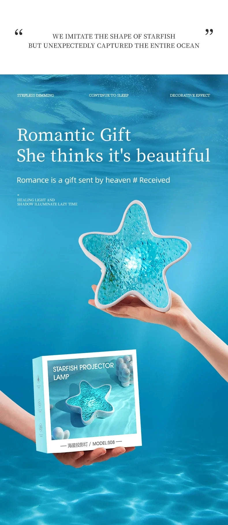 Starfish LED Night Light Rechargeable Ocean Wave Projector-Starfish Lamp / China Mainland