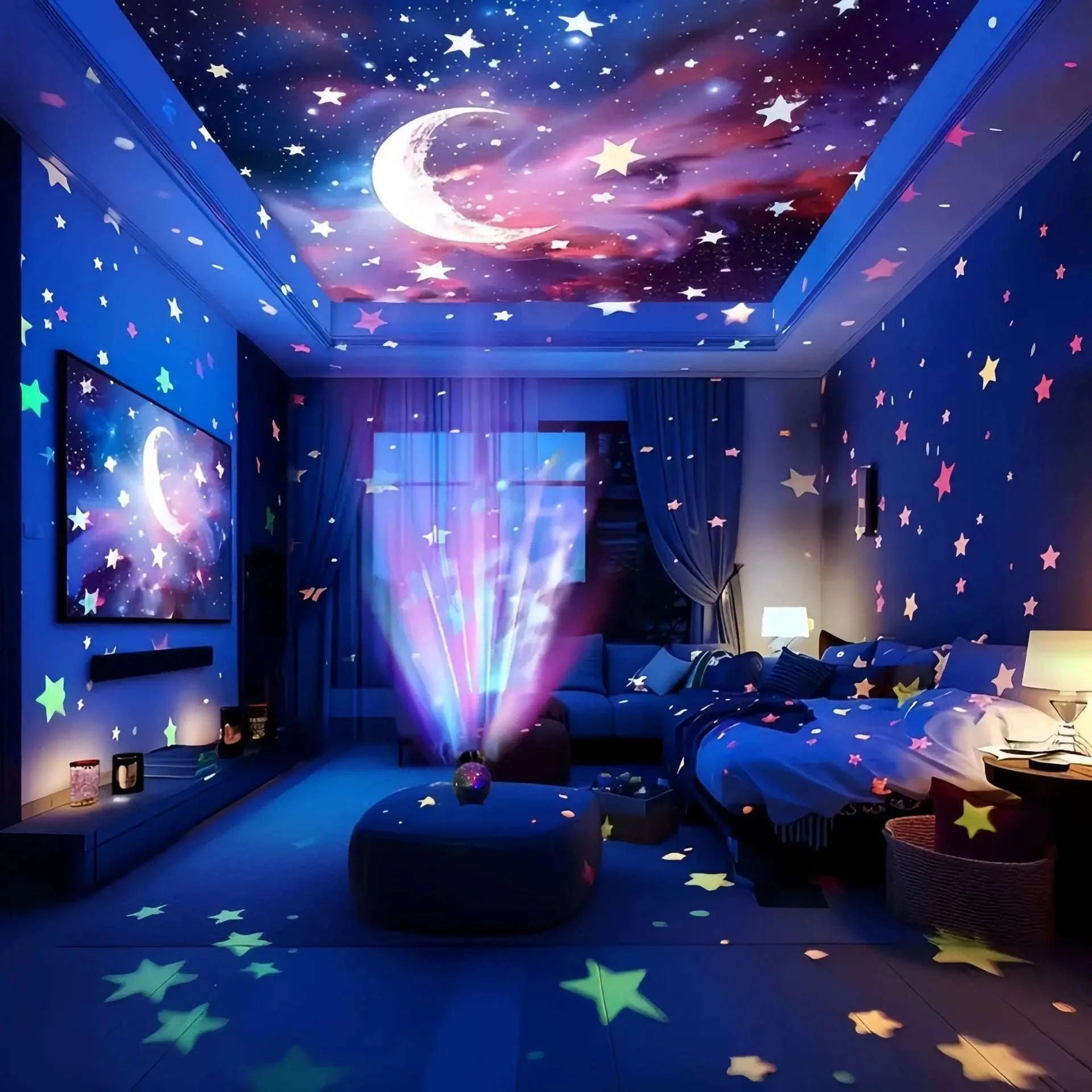 Starry Sky Galaxy Moon Projector Night Light USB RGB-LED Night Light