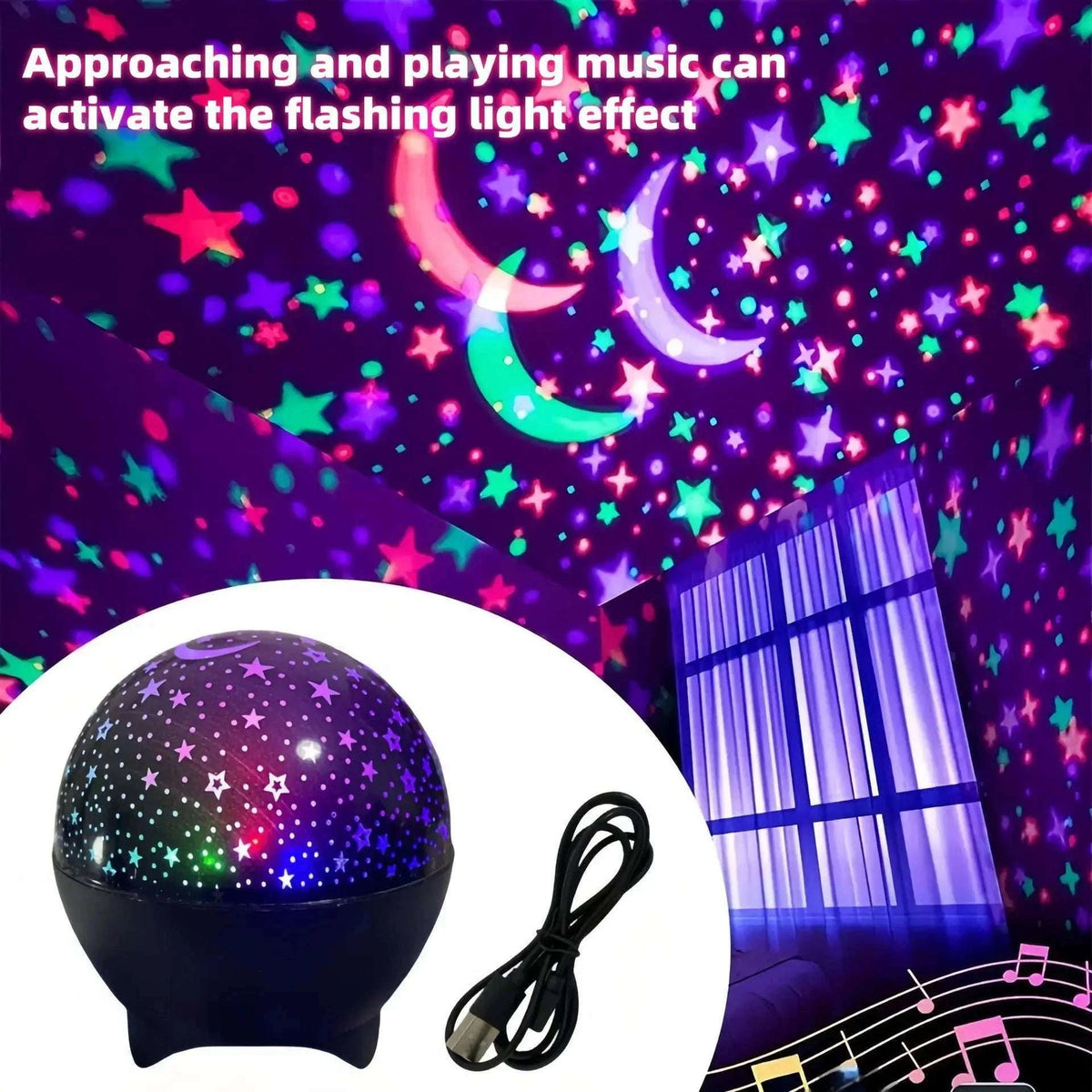Starry Sky Galaxy Moon Projector Night Light USB RGB-LED Night Light