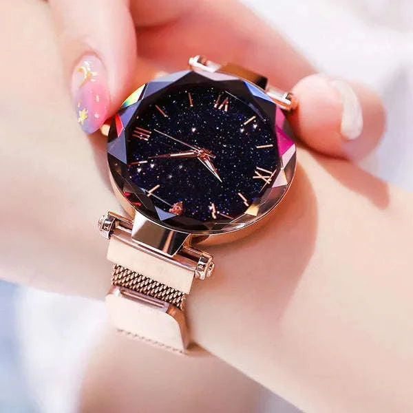 Starry Sky Magnetic Mesh Women's Watch-Rose Gold