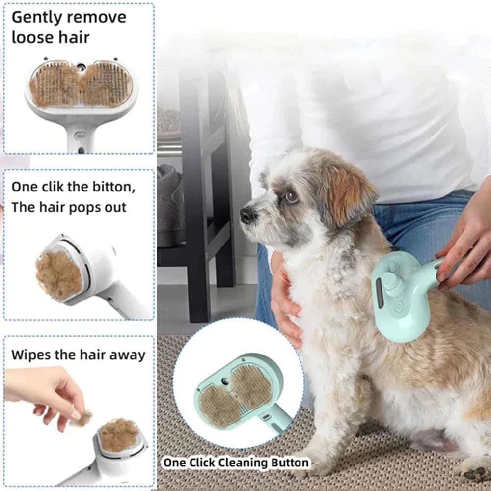 Steam Spray Dog Grooming Brush-White / CHINA
