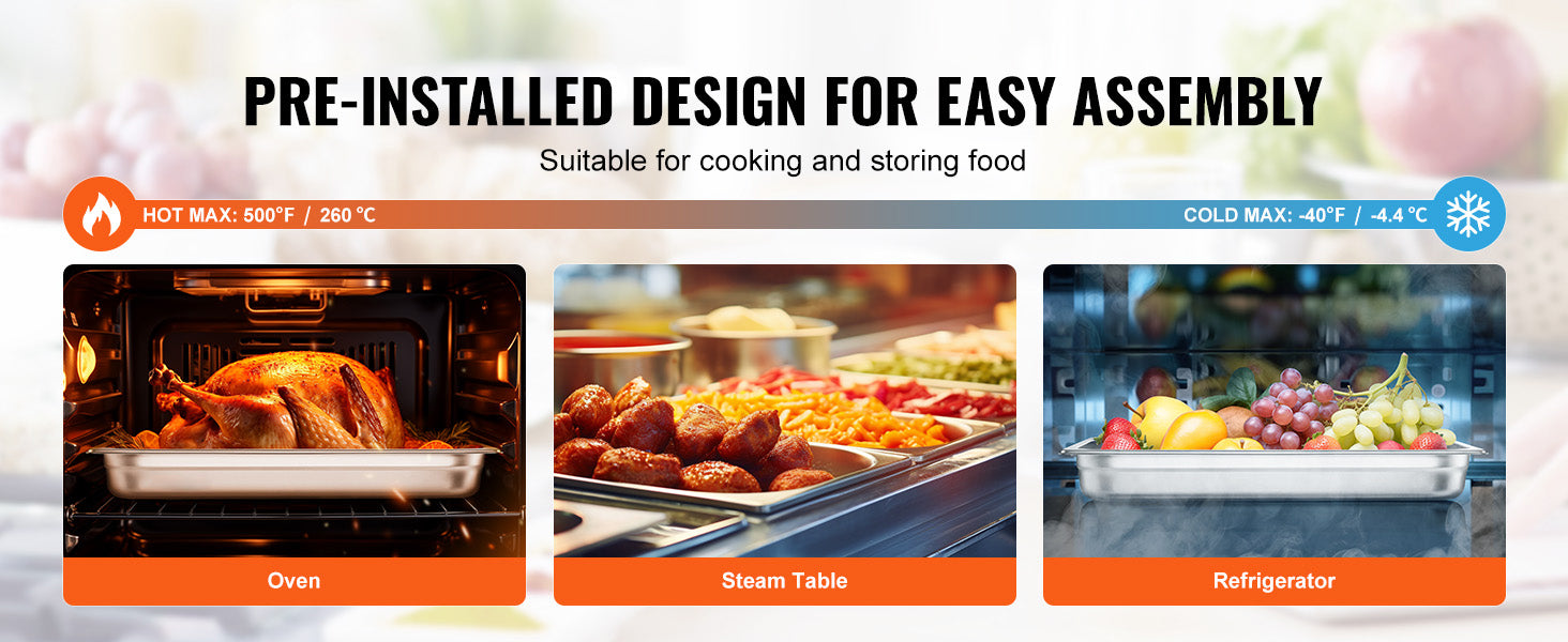 Stainless Steel Steam Table Pans Set with Lids for Catering & Food Service