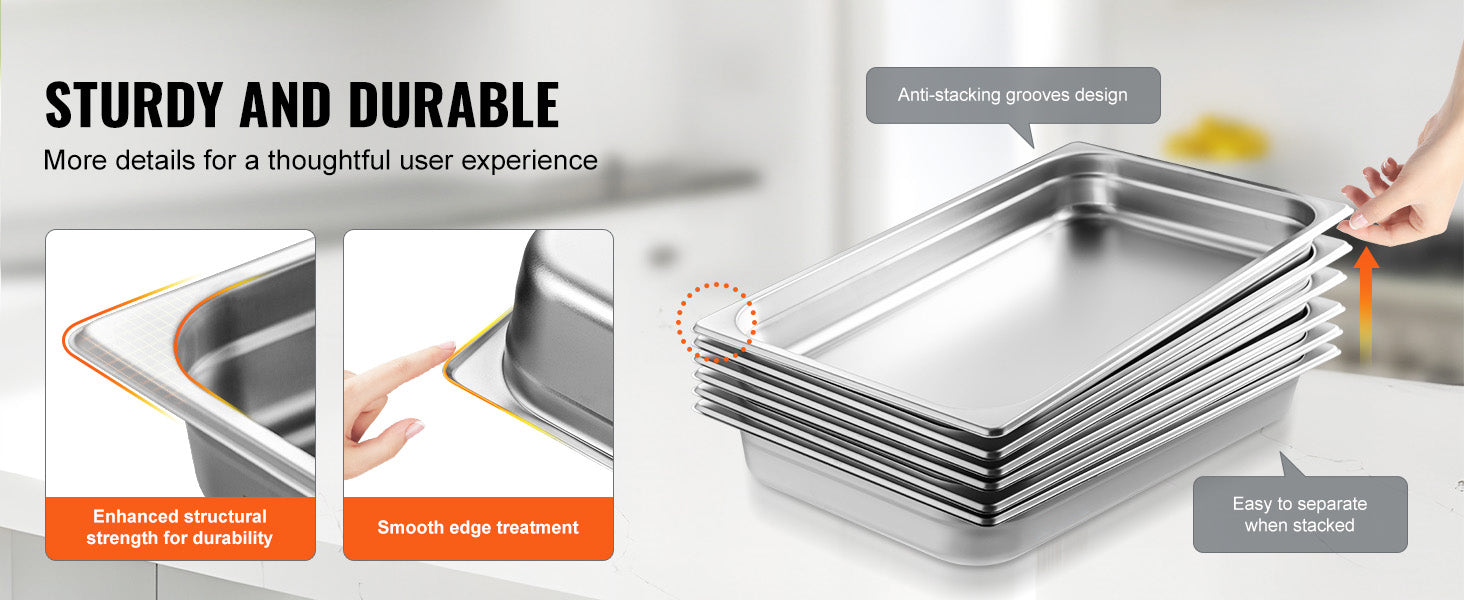 Stainless Steel Steam Table Pans Set with Lids for Catering & Food Service