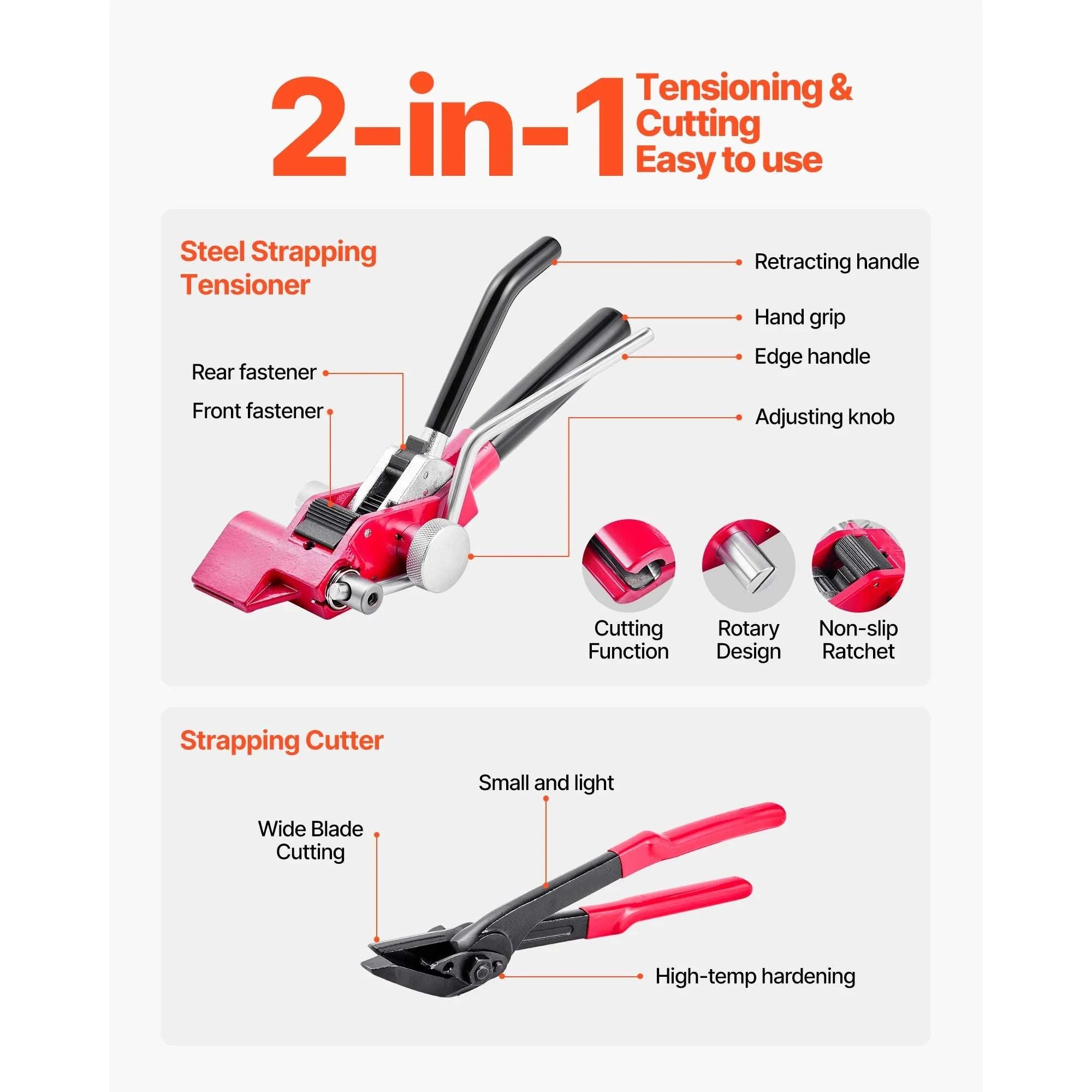 Steel Banding Strapping Kit with Tensioner, Cutter & 200/400ft रोल-200ft Strap / United States