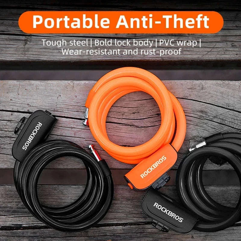 Steel Cable Bike Lock with Keyless Quick Lock-RKS515-OR