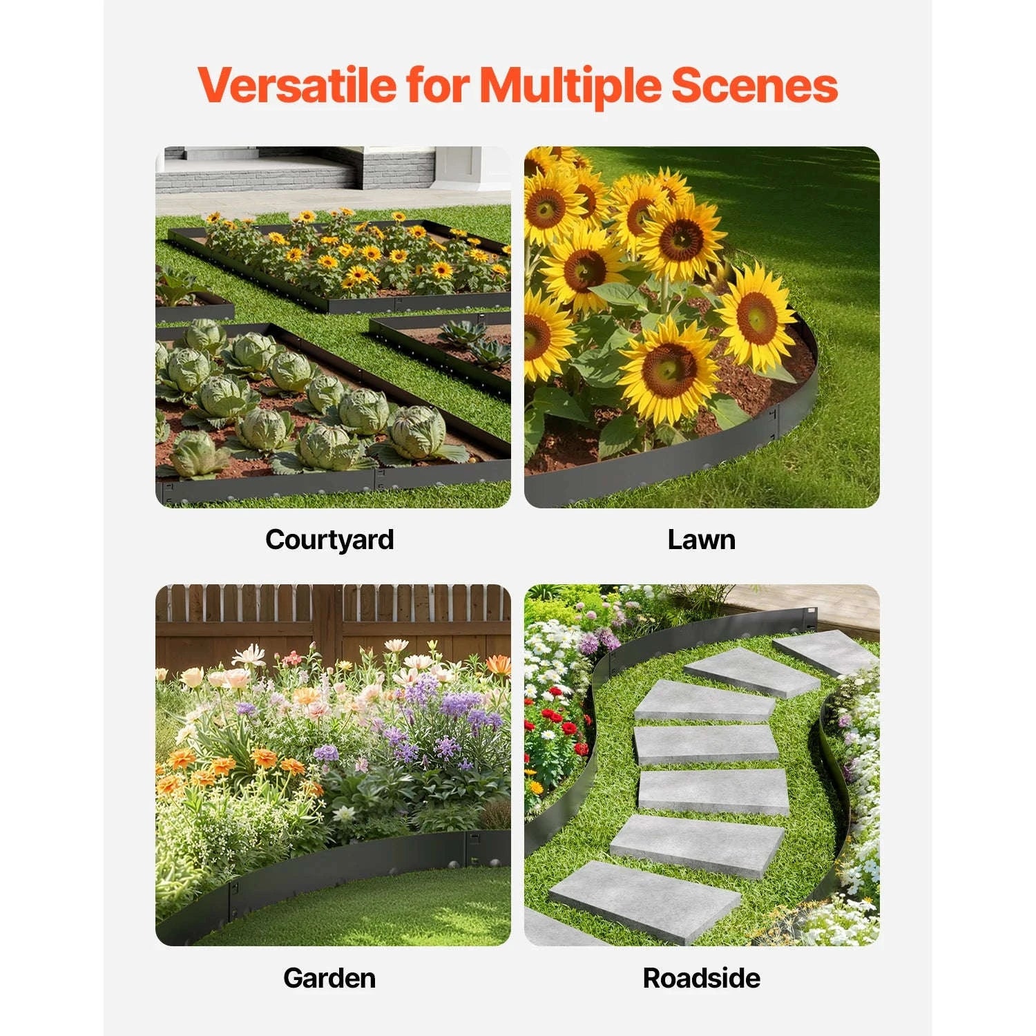Steel Landscape Edging Rust-Resistant Bendable Garden Border-39x5in 5pcs Brown / United States