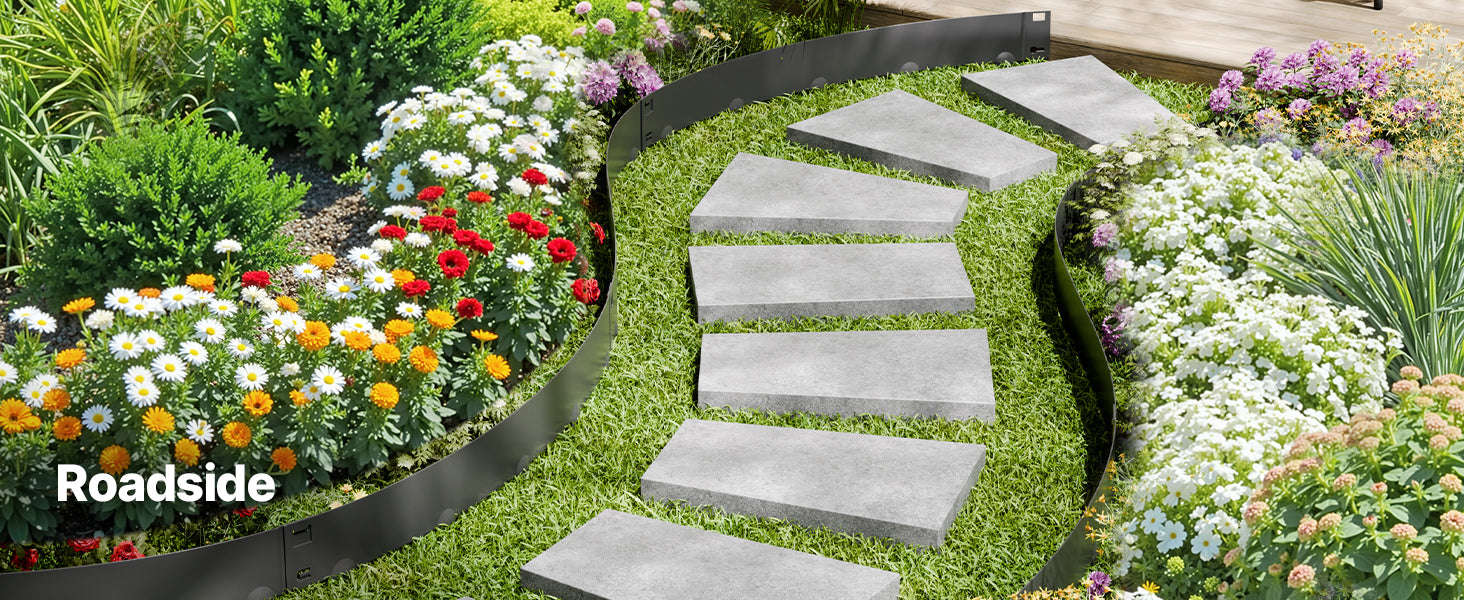 Steel Landscape Edging Rust-Resistant Bendable Garden Border-39x5in 5pcs Brown / United States