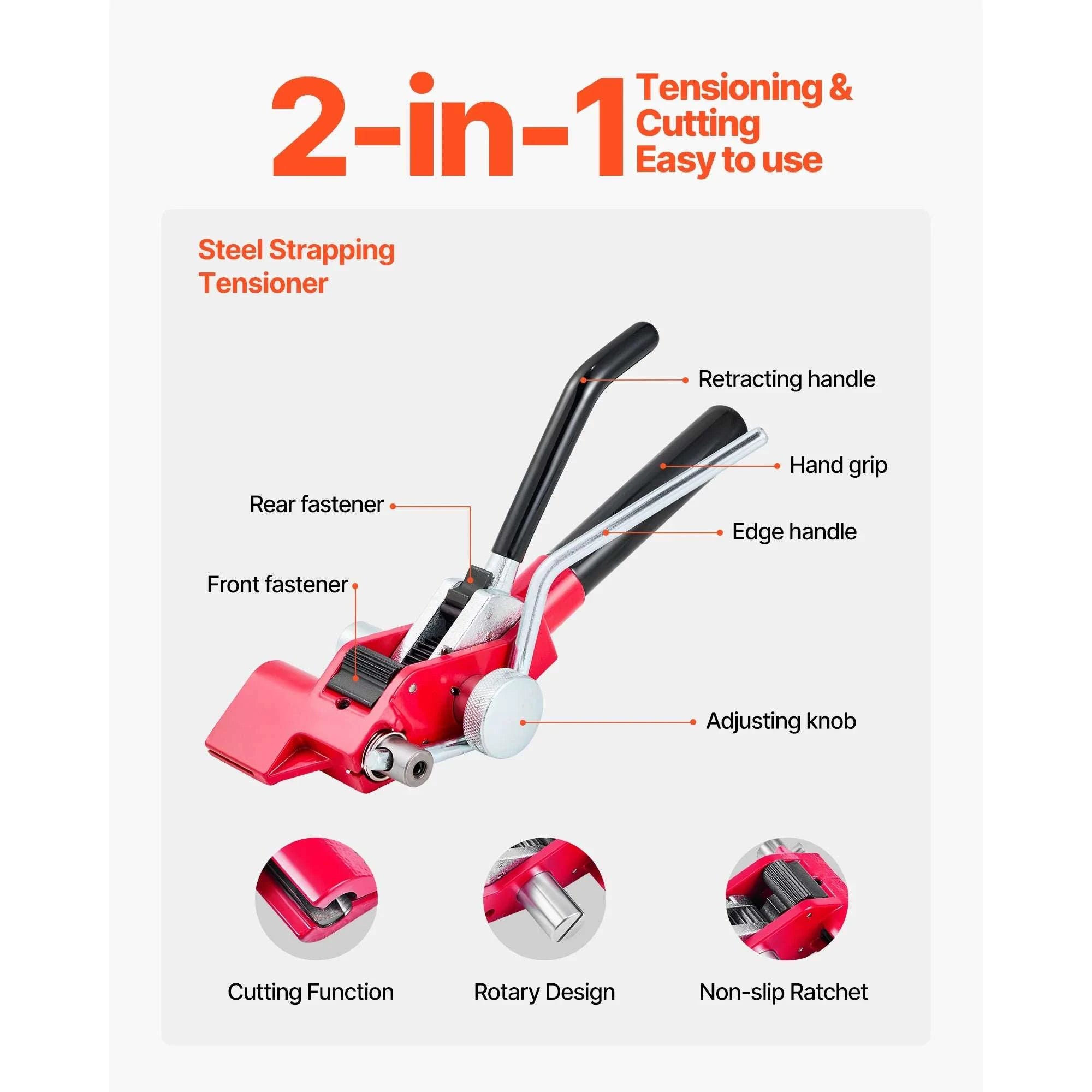 Steel Pallet Banding Strapping Kit with Tensioner & 100 Seals-Red / United States