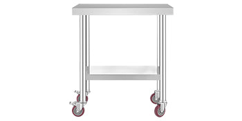 Stainless Steel Kitchen Prep Table with Wheels & Adjustable Shelf