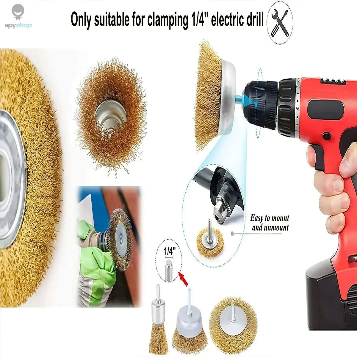 Steel Wire Brush Set – 10‑Piece Drill Attachments for Rust & Paint Removal-3PC