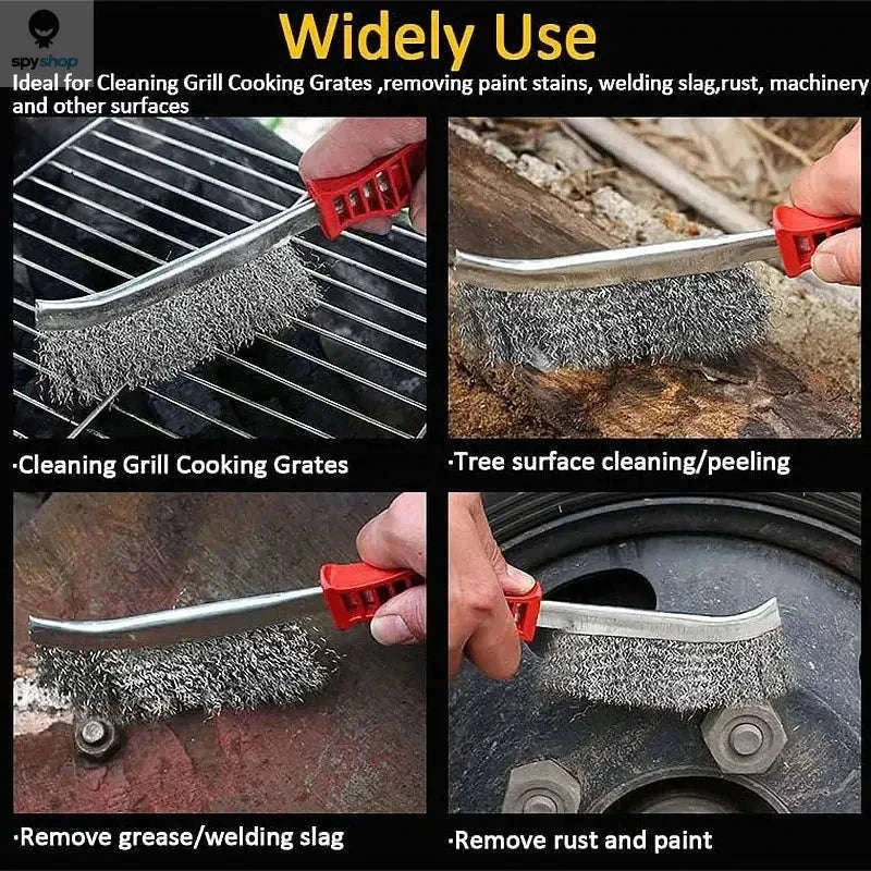 Steel Wire Rust Removal Brush for BBQ and Metal Cleaning-sliver steel brush