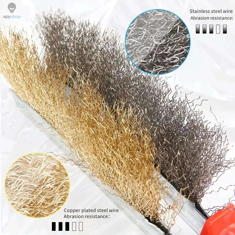 Steel Wire Rust Removal Brush for BBQ & Metal Cleaning-sliver steel brush