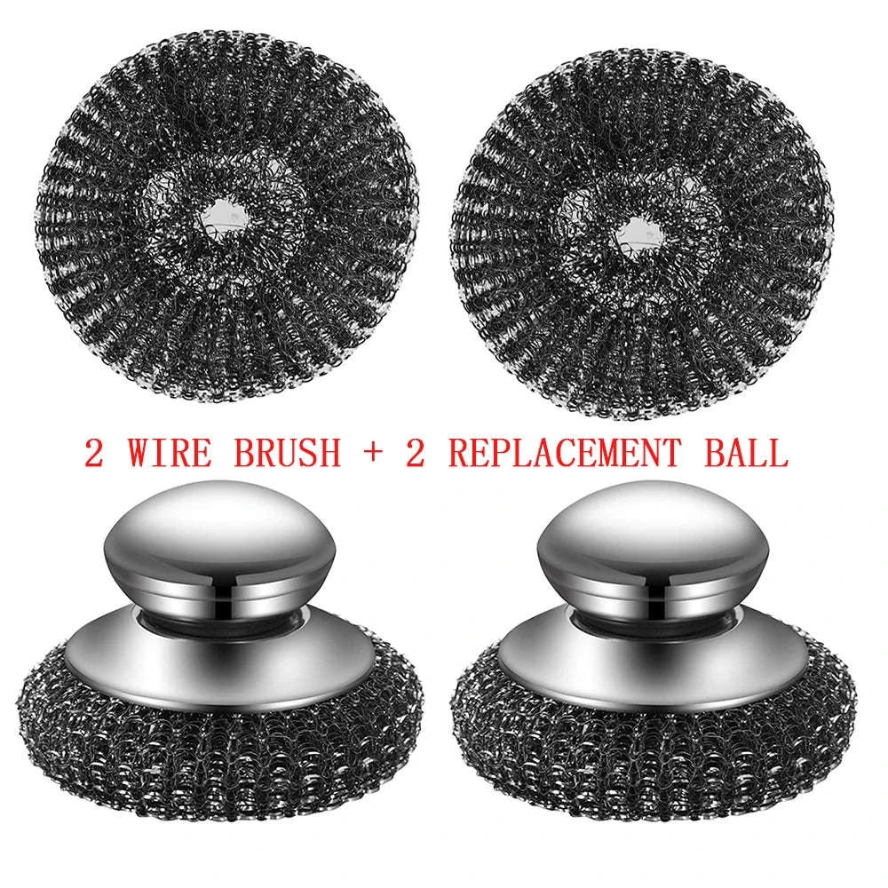 Steel Wool Scrubber with Handle-1PC