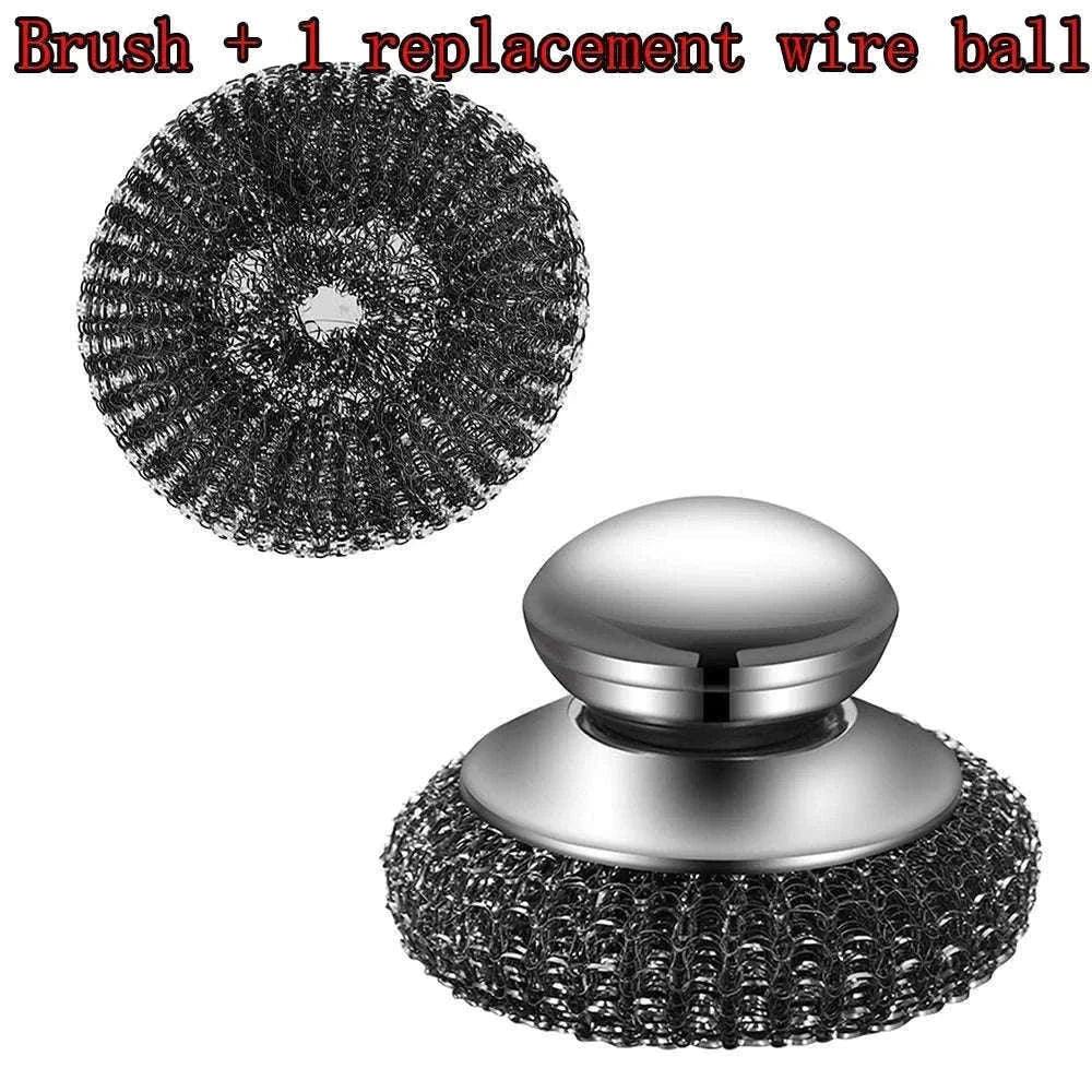 Steel Wool Scrubber with Handle for Tough Kitchen Cleaning-1PC