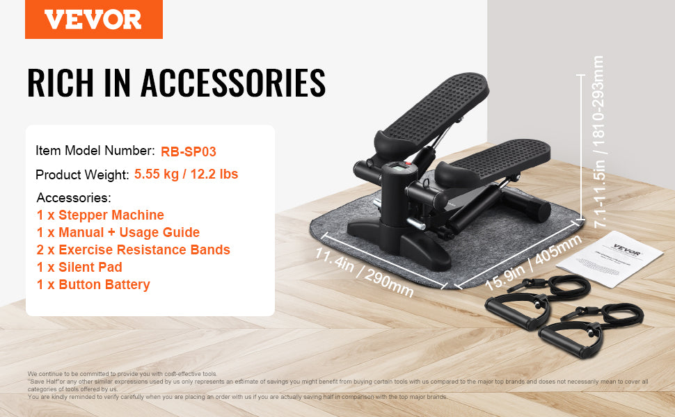 Stair Stepper for Home Exercise with Resistance Bands and LCD Monitor