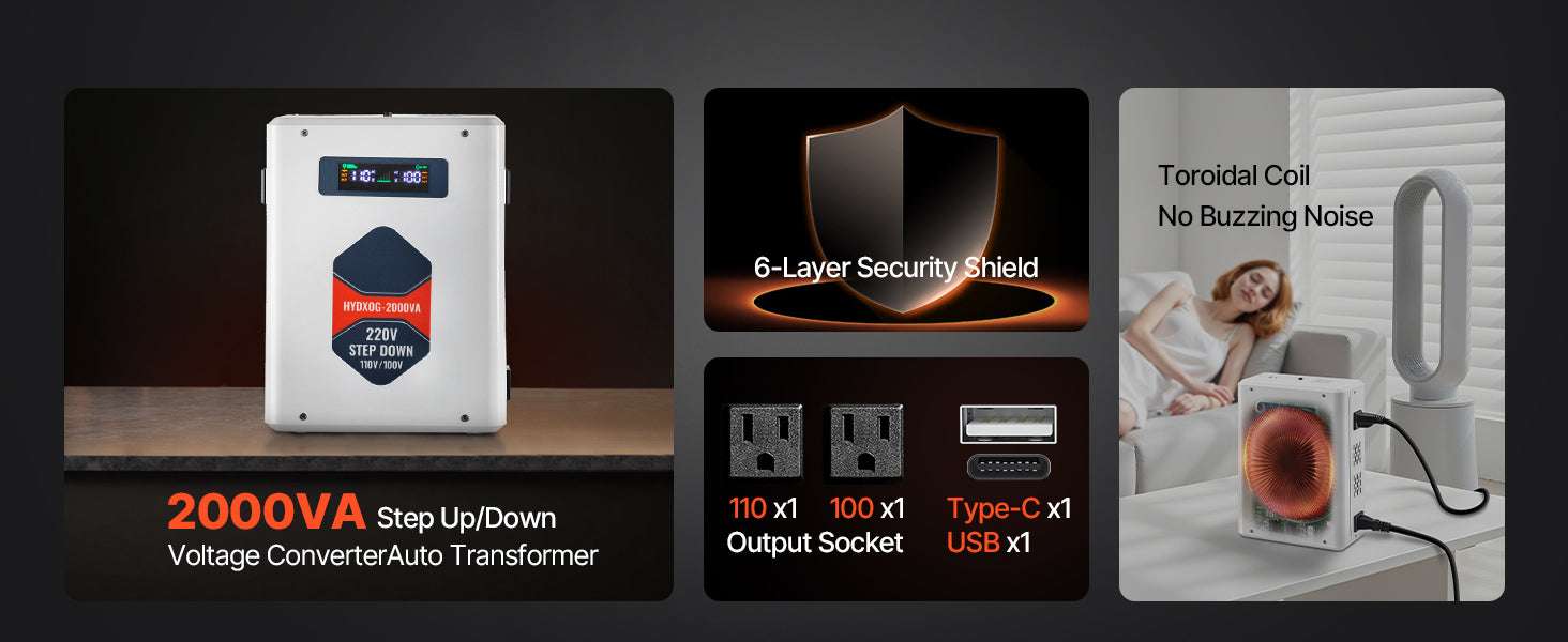 Step Up/Down Voltage Converter 2000VA/3000VA Dual Output Power Transformer-Step Down 2000VA / United States