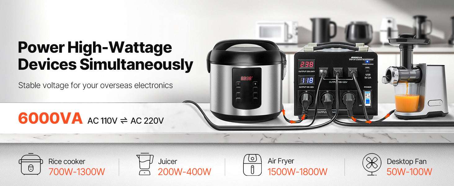 Step Up & Down Voltage Converter Transformer 500–6000VA US/EU-3000VA Automatic / United States