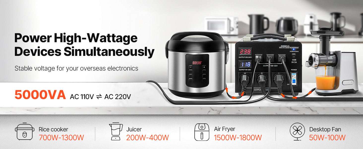 Step Up & Down Voltage Converter Transformer 500–6000VA US/EU-3000VA Automatic / United States